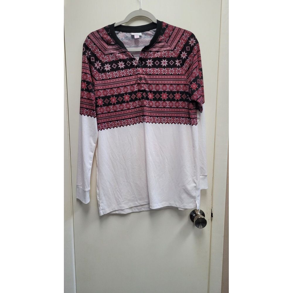 Lularoe Fairisle Winter Christmas‎ Henley Long Sleeve Shirt